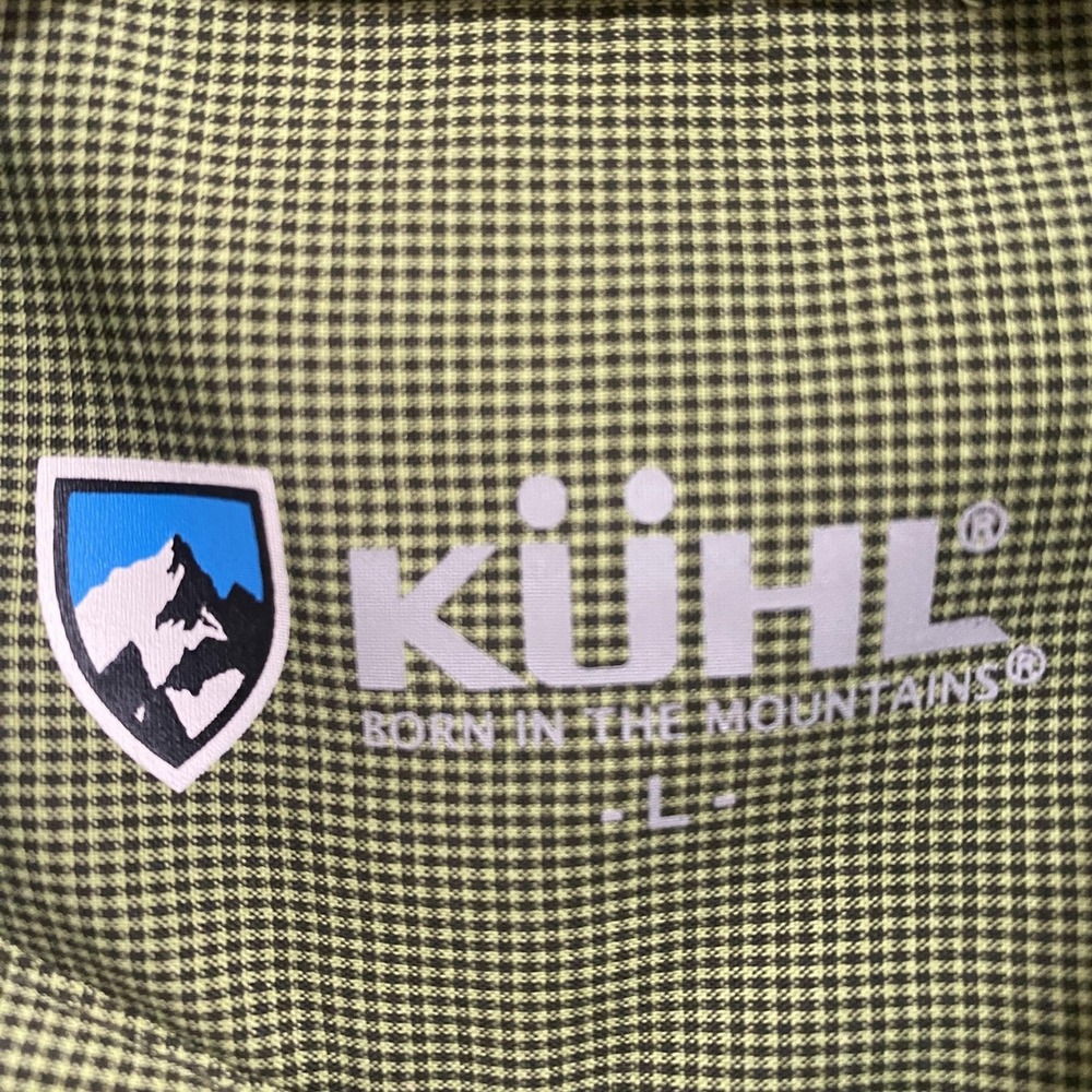 Kuhl Eluxor Ionik Shirt Mens L Green Plaid Short Sleeve Button Up Hiking Outdoor - Picture 2 of 11